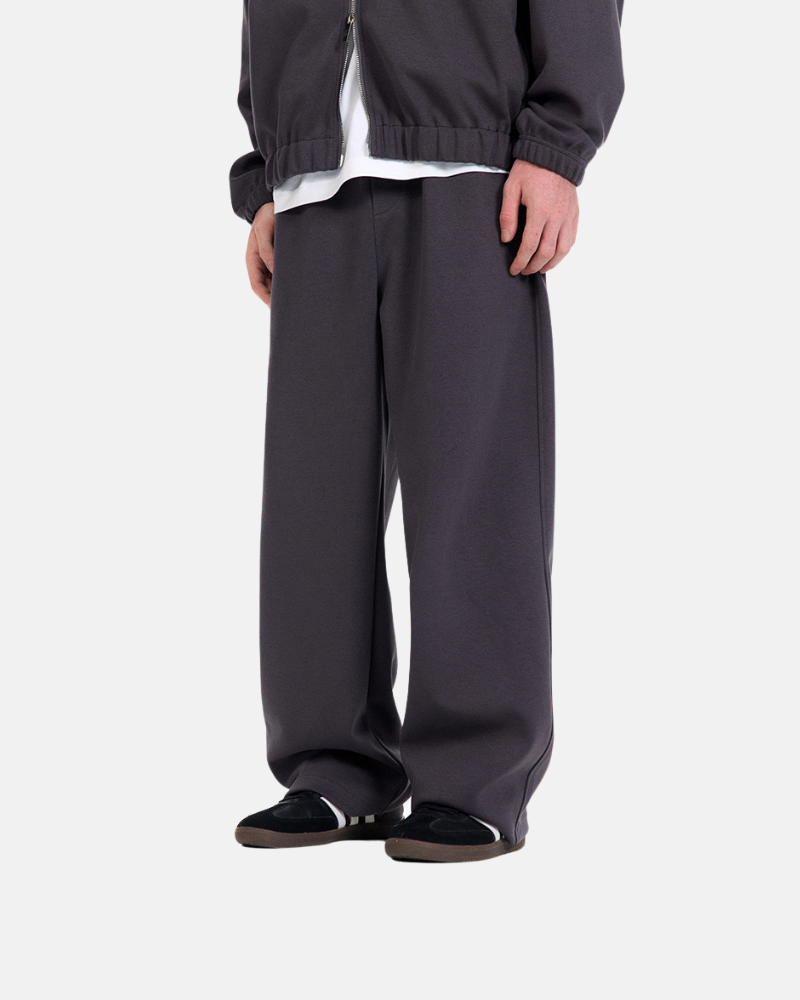 Conjunto de moletom com zíper e calça de perna larga