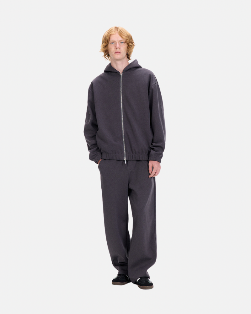Conjunto de moletom com zíper e calça de perna larga
