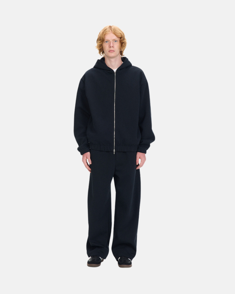 Conjunto de moletom com zíper e calça de perna larga