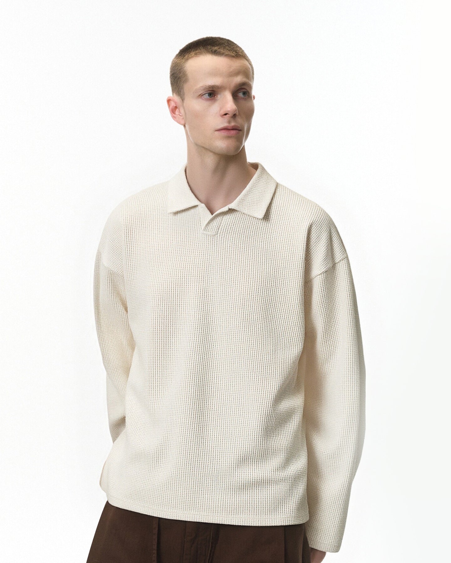 The Harbor Waffle Collar Manga Longa