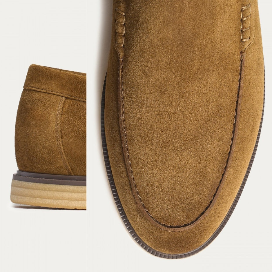 Mocassim masculino de camurça premium cor marrom