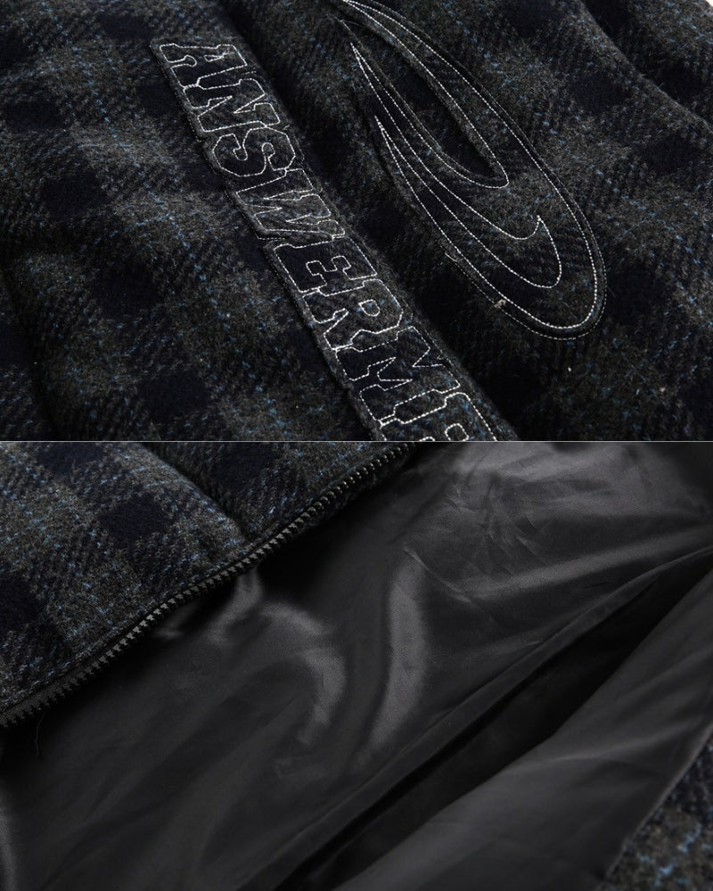 Casaco acolchoado ANSWER ME em xadrez bordado