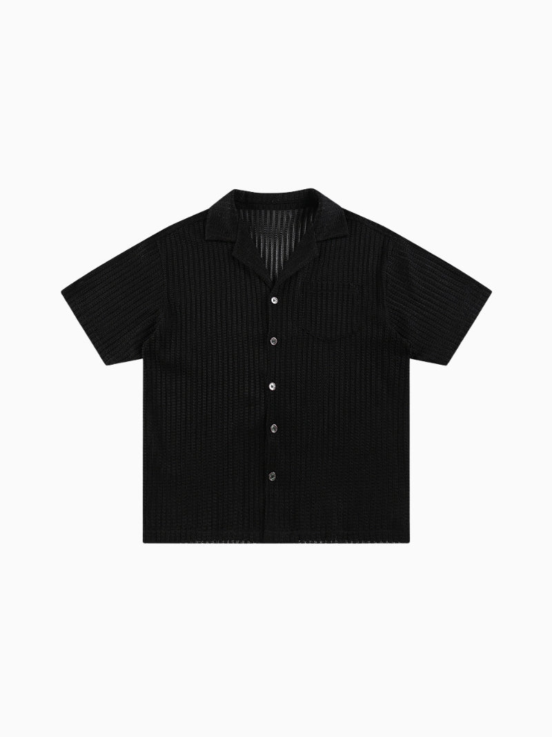 Camisa de manga curta com riscas texturadas