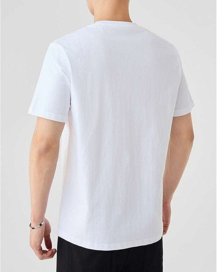 T-shirt essencial de algodão de agrafos longos Premium