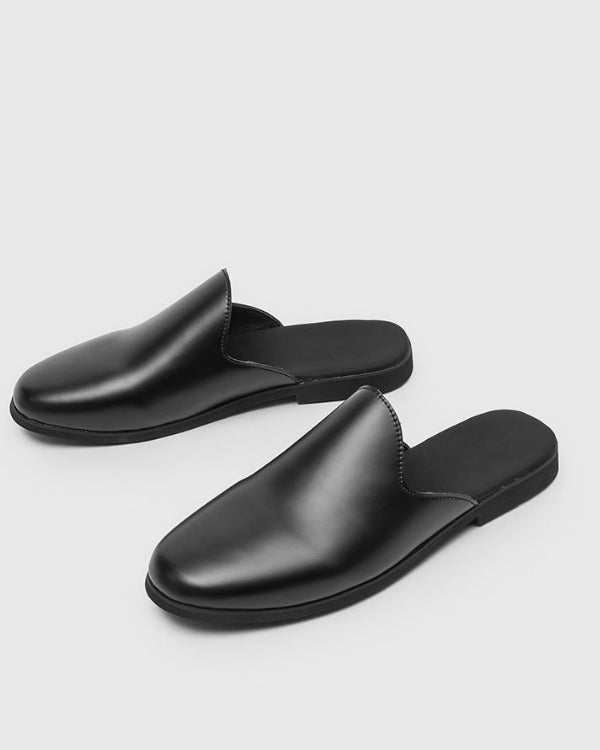 Couro Slip Slide Mules Loafers