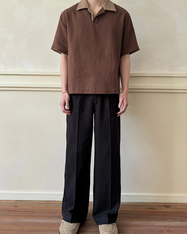 Camisa pólo aberta Linnen Mix