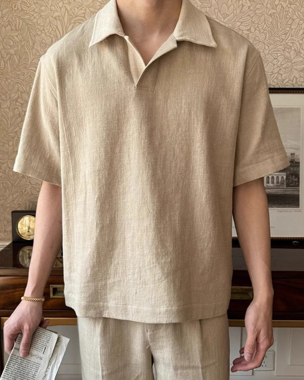 Camisa pólo aberta Linnen Mix