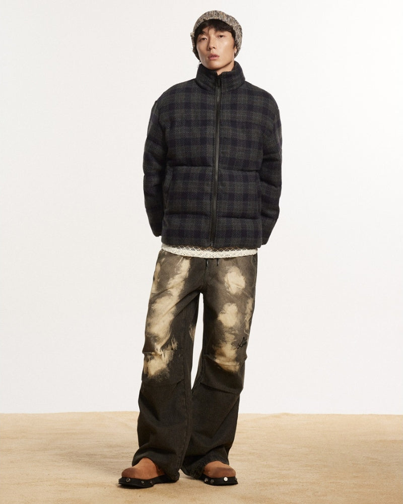 Casaco acolchoado ANSWER ME em xadrez bordado