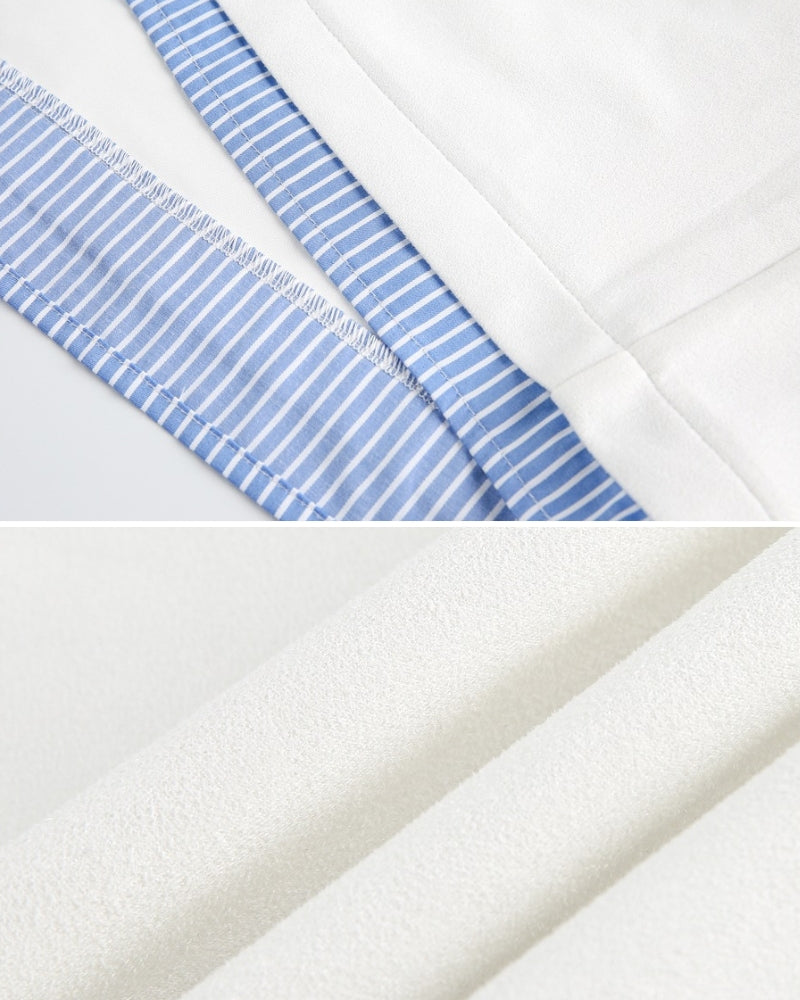 Camisola de manga curta com colarinho em camadas