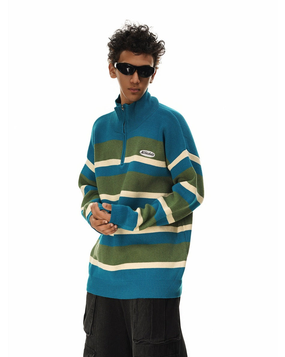 The Stratford Zip Stripe Sweater