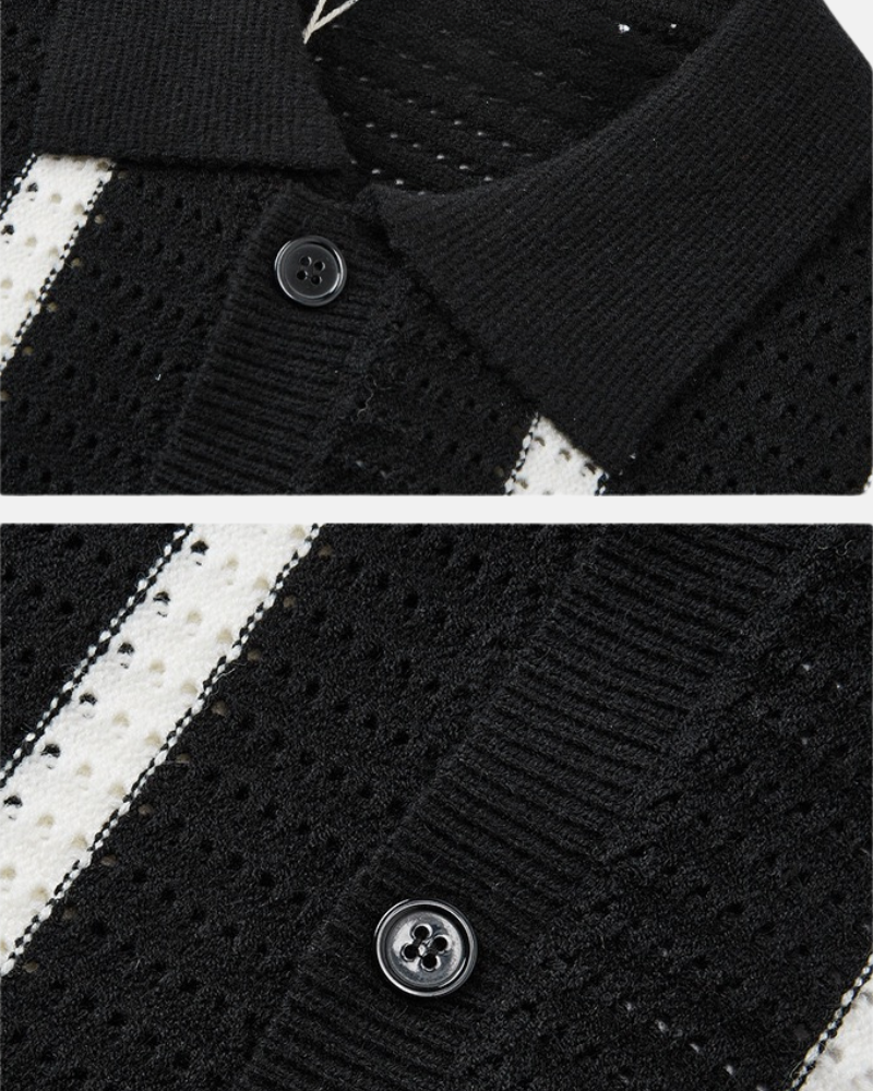 Polo com botões em malha às riscas