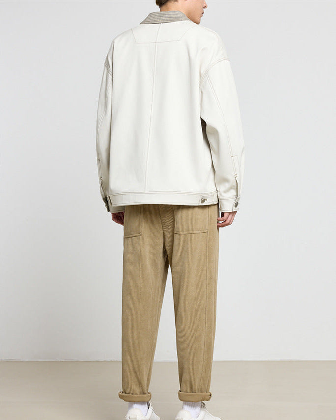 Momeike Color-Block Patchwork Lapel Jacket