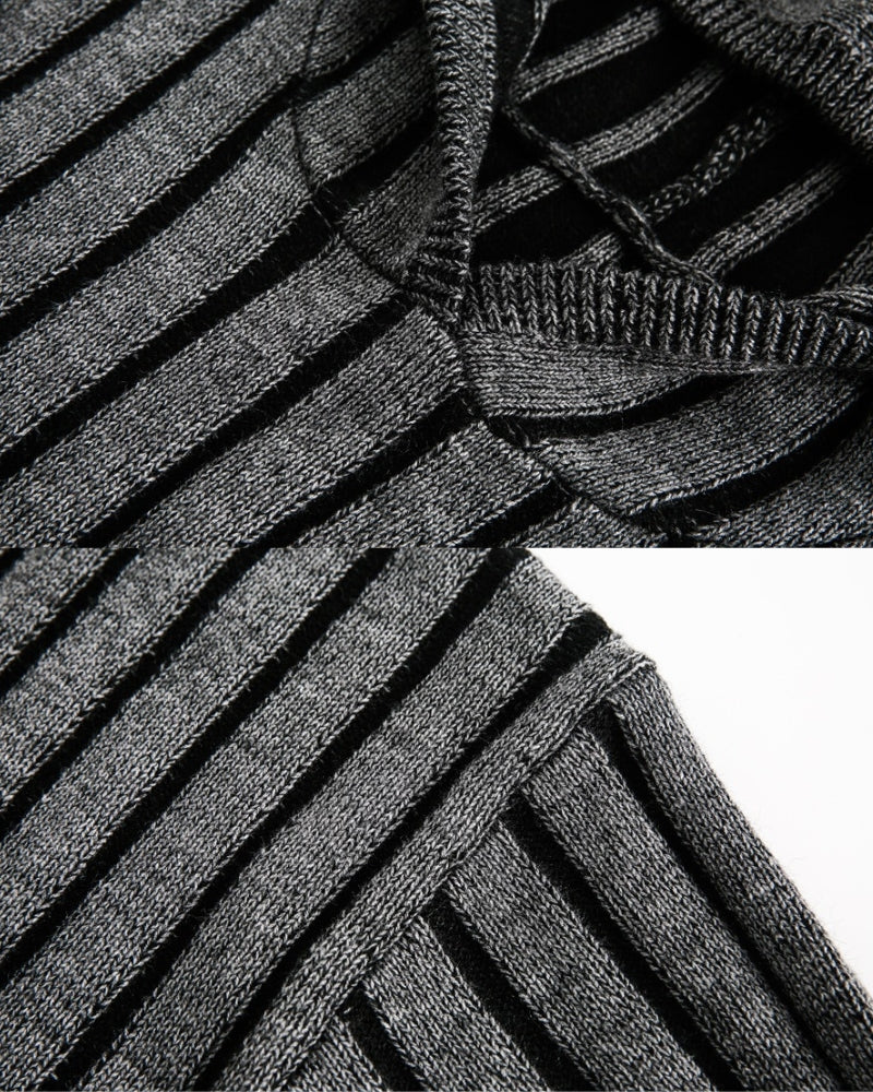 Stickad hoodie med vertikala ränder