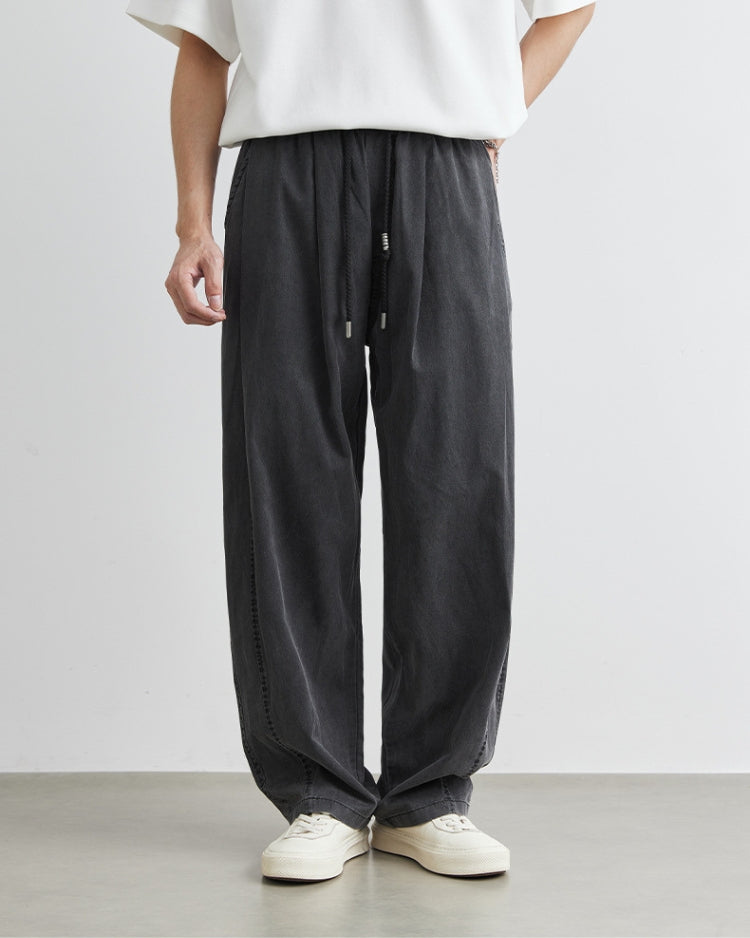 Tencel Tunna lösa joggingbyxor med dragsko