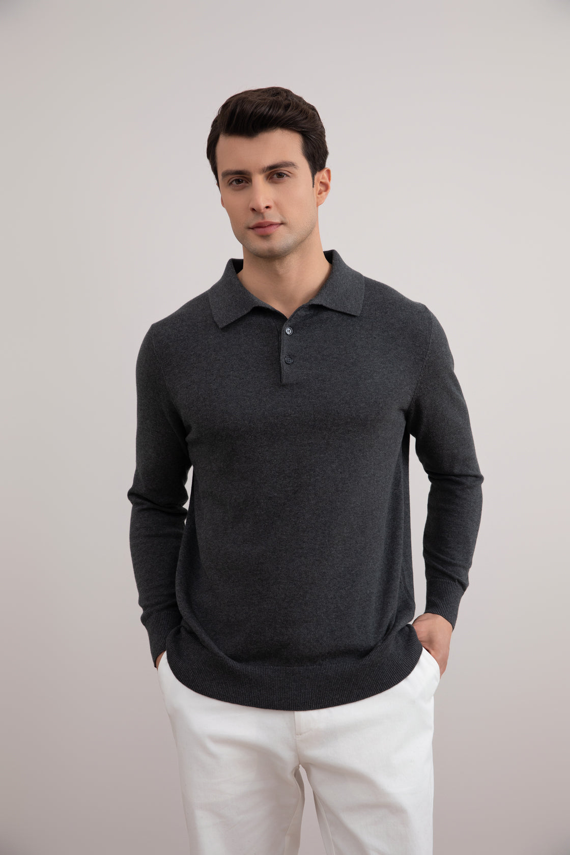 Áo thun Polo cổ điển màu than