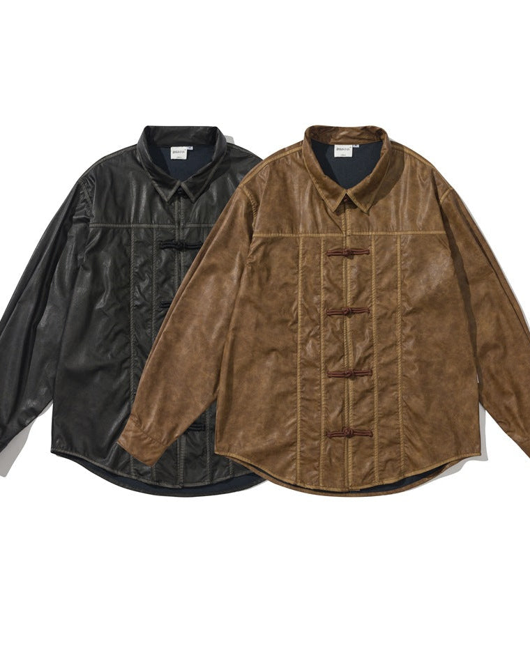 The Hanford Chinese Style Retro PU Leather Jacket