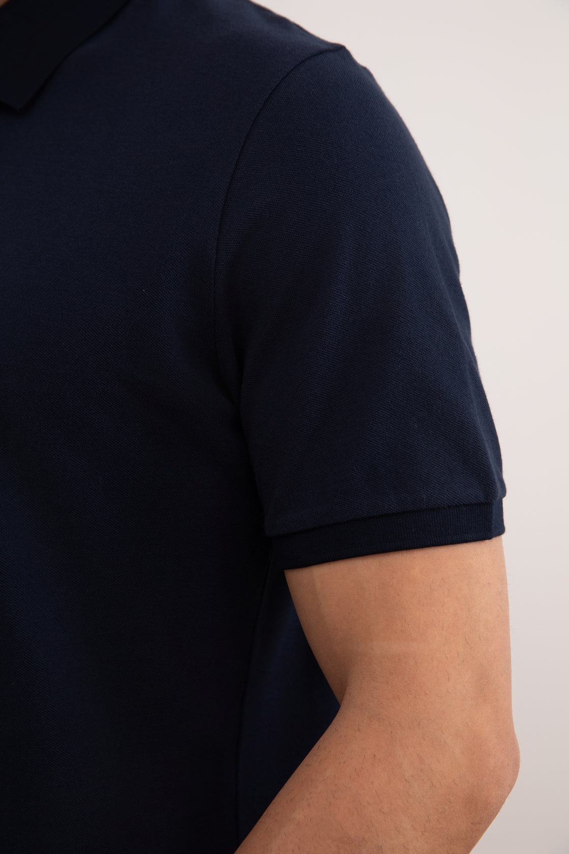 藏青色棉质 Piqué Polo 衫