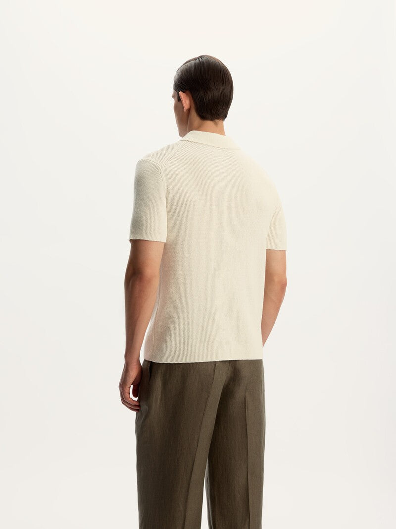 棉麻 Polo 衫 牛奶