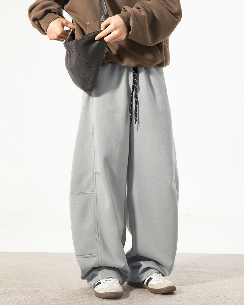 对比色垂褶刀锋长裤